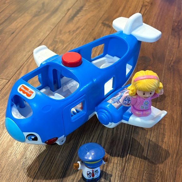 Fisher-Price Little People Blue and White Airplane with 2 Figures. Works. - Picture 5 of 6